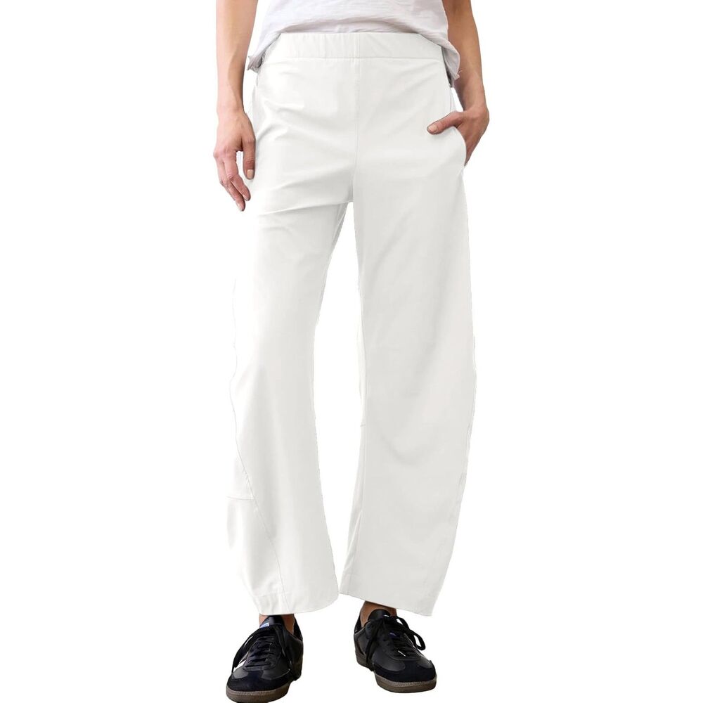 Elastic Waistband Tapered Leg Baggy Mid Rise Pants, Small, 11K-203B001
